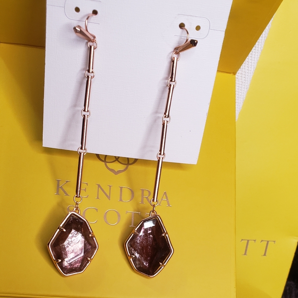 Kendra Scott Charmian Gold Drop Earrings Purple